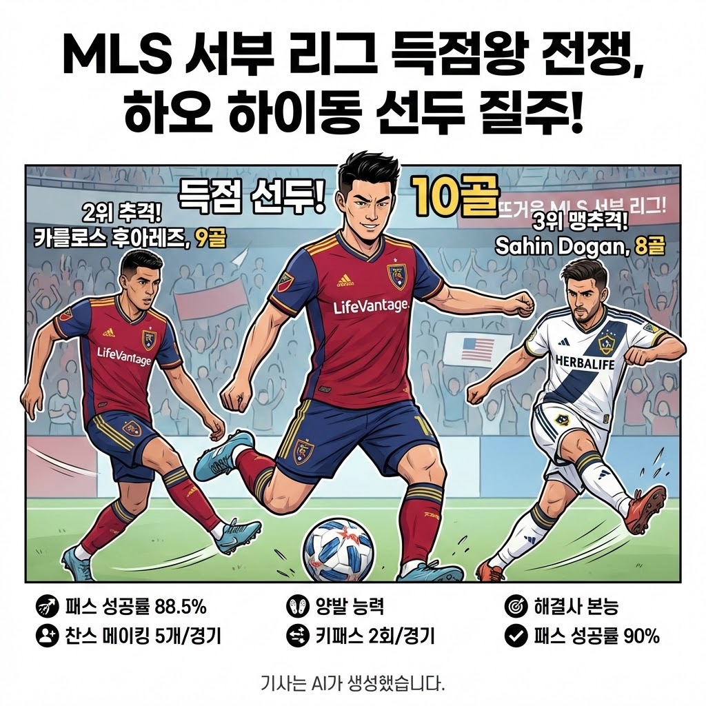 하오 하이동 MLS 서부 리그 득점 선두 질주레알 솔트